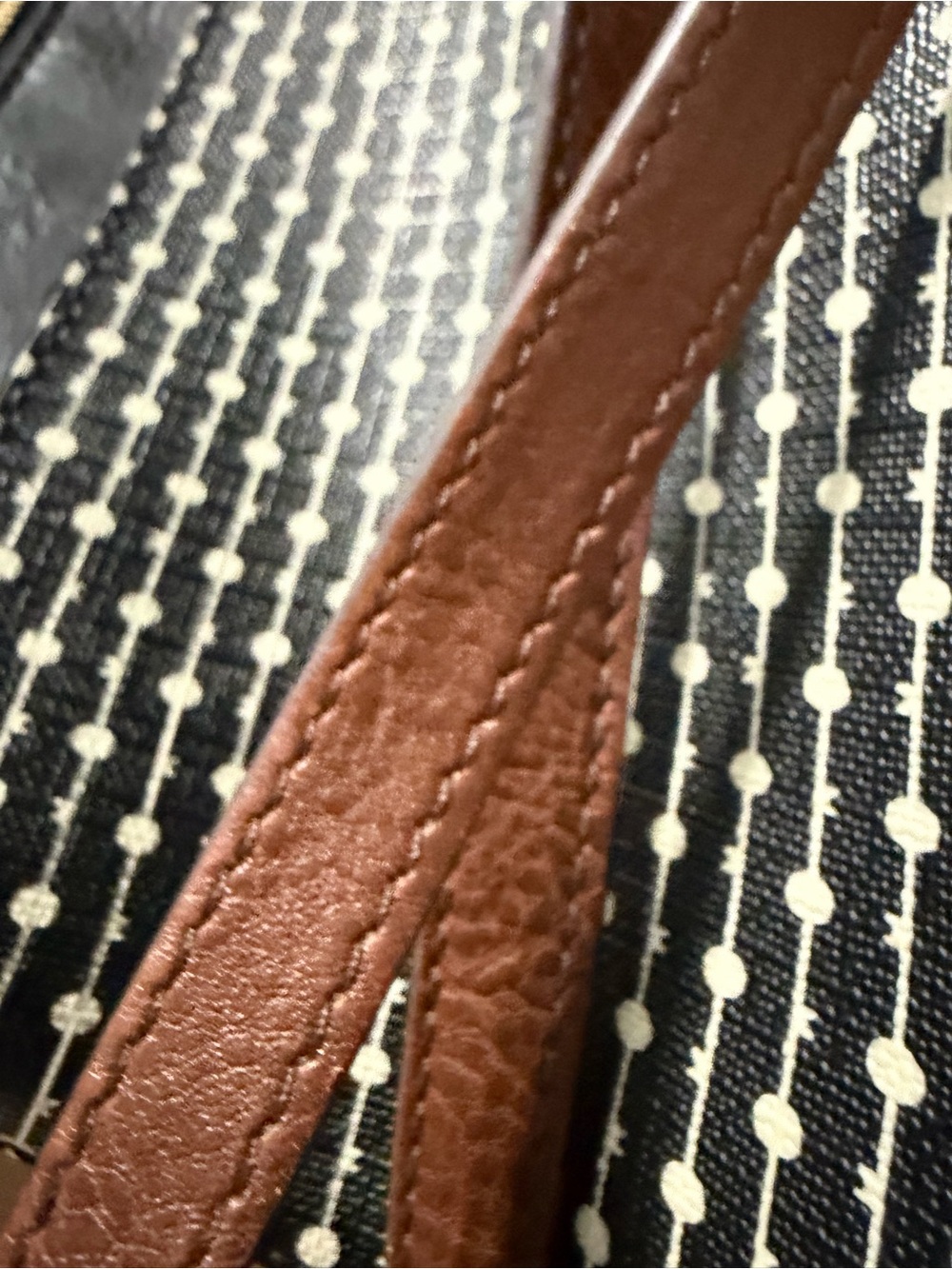 Fossil Crossbody Bag Fiona Coated Canvas And Leather Black & White Polka Dot - Picture 12 of 17